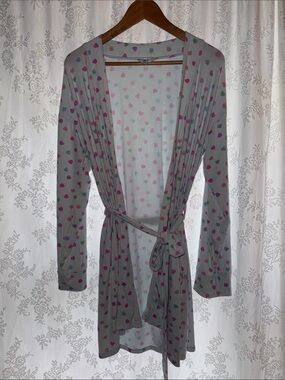 Skims Women's Heart-Print Light Robe - Pink/Blue Hearts